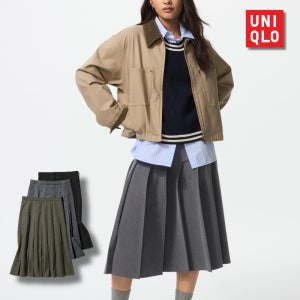 유니클로 와이드 플리츠 미디 스커트