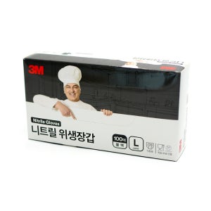 3M 식품용 니트릴 위생장갑 블랙 L 100매 조리
