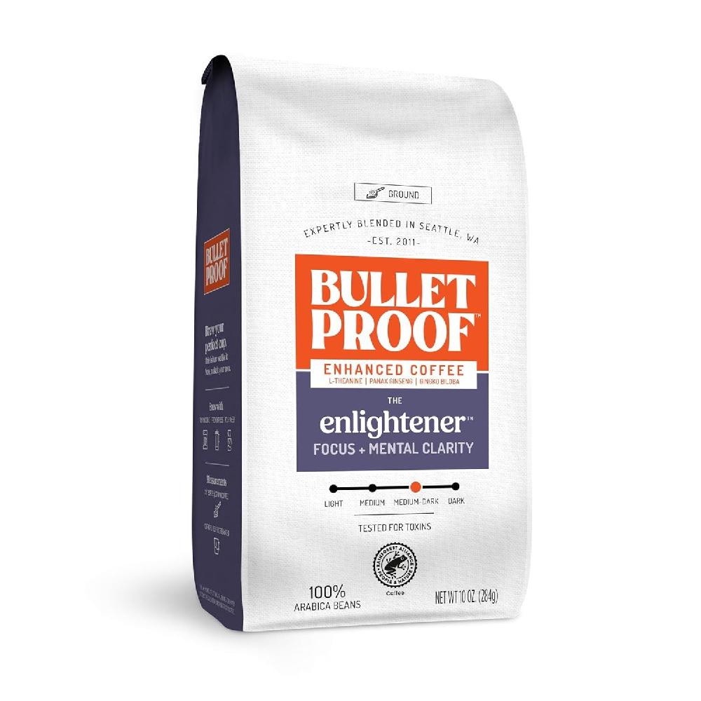 (3팩 총 850g) Bulletproof 더 인라이트너 미디엄 다크 로스트 기능성 분쇄커피 (L-테아닌인삼은행잎 포커스<b>집중력</b> 지원)