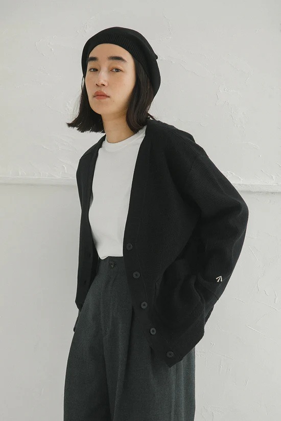Nigel Cabourn 나이젤카본 / 25AW WOMAN / Army Jersey Mix Cardigan in Black / 80510820101