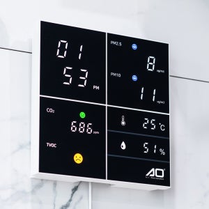 국산 플라이토 AO LED 미세먼지 측정기 온습도시계 초미세먼지 이산화탄소 실시간 확인