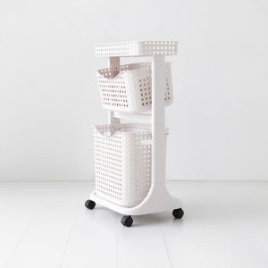 ALON 이동식 빨래바구니 2단 H201828 화이트