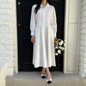 셔츠 롱 원피스 [2color] 기을 봄 간절기 겨울 레이어드 여유핏 루즈핏 편안한 긴팔