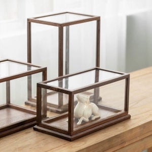 우드 쇼케이스 빈티지 미니 나무 유리 보관 빵진열대 A 31.5x15.5x15.5cm