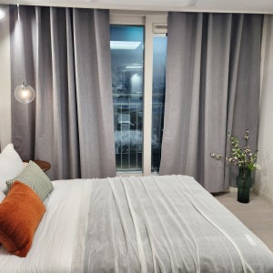 벽뚫지않는 암막커튼+힘센 압축봉 세트 300x235cm(가로150cm2장)