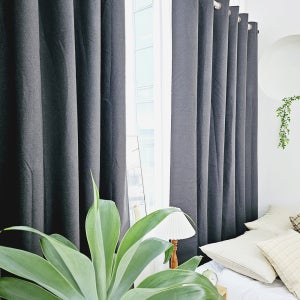 벽뚫지않는 암막커튼+힘센 압축봉 세트 450x235cm(가로225cm2장)