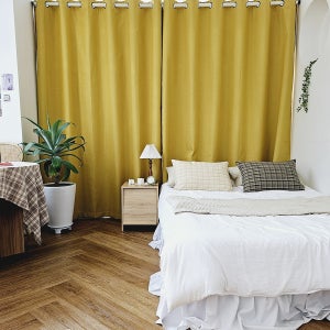 벽뚫지않는 암막커튼+힘센 압축봉 세트 450x235cm(가로225cm2장)