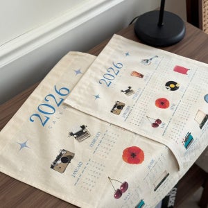 빈티지 01 [26년 패브릭달력] 광목천 14수 원단인쇄 A3 말아박기 주문제작