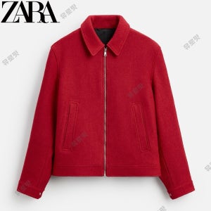 ZARA 자라 부클레 울 블렌드 스웨터 자켓 레드