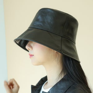 국내생산 무지 인조가죽 와이드 여성버킷햇 챙넓은 남자 벙거지 가을 겨울 얼굴소멸 벙거지모자