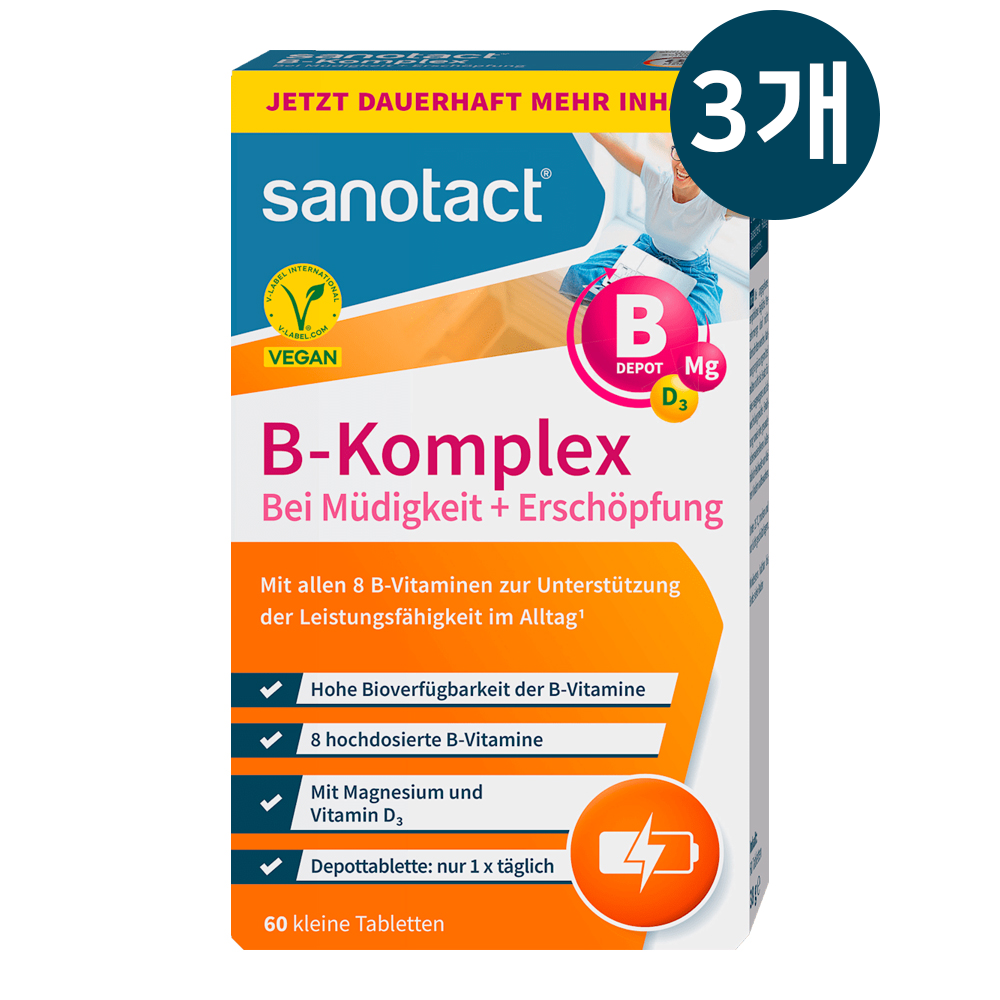 <b>자노탁트</b> B콤플렉스 마그네슘 <b>비타민</b>D3 60정, 3개