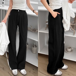 여자 세미 와이드 다리 길어보이는 일자 면 바지