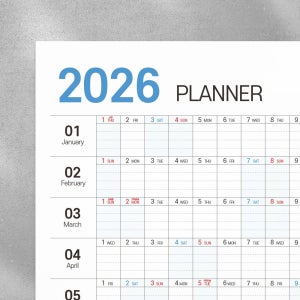 2026년 26년 한장 플래너 A2 대형 포스터 벽 연간 연 벽걸이 캘린더 2026 계획표