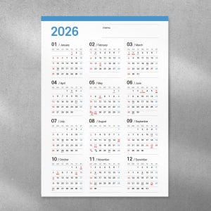 2026년 한장 달력 B3 대형 포스터 낱장 연간 연력 벽걸이 캘린더 계획 2026 26년