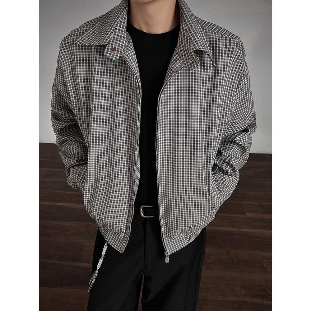 하운드투스 체크 블루종 스윙 재킷 오버핏 레귤러핏 레이어드 스트릿 클래식 데일리 가을 아우터