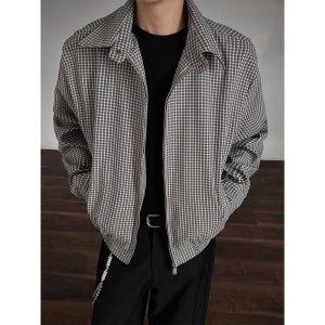 하운드투스 체크 블루종 스윙 재킷 오버핏 레귤러핏 레이어드 스트릿 클래식 데일리 가을 아우터