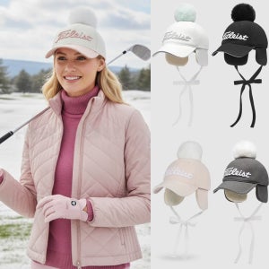 타이틀리스트 여성 겨울 골프 모자 기능성 귀돌이 방울 폼폼 캡