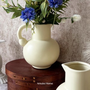 아뮤즈홈 화병 인테리어 소품 오브제 크림 저그화병