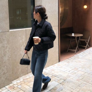 모아니 코듀로이 퀼팅 자켓 - 여성 퀼팅 크롭 오버핏 스냅 프리사이즈 루즈핏 생활방수 경량