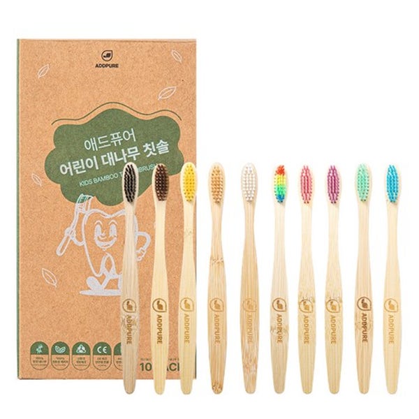 애드퓨어 치과위생사가 만든 어린이 대나무칫솔 컬러믹스, 10개, 1개입