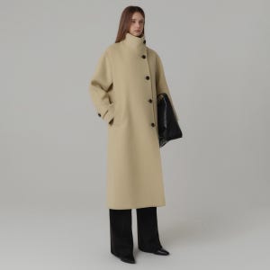 [룩캐스트]하이넥 울 오버사이즈 코트_엘로우 / HIGH NECK WOOL OVERSIZED COAT_YELLOW