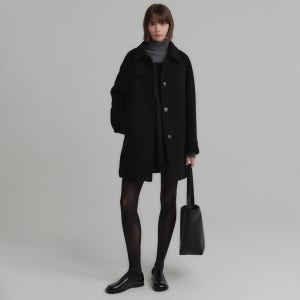 [룩캐스트][NEW 컬러] 헤일리 울 부클 하프 코트_블랙 / HAILY WOOL BOUCLE HALF COAT_BLACK