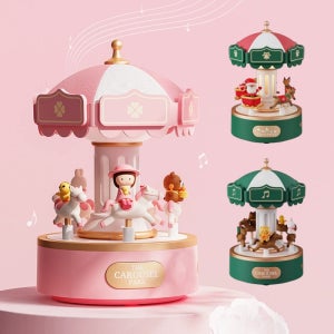 충전식 크리스마스 회전목마 뮤직박스 오르골 무드등