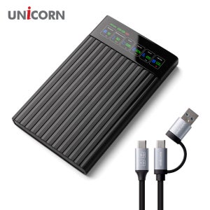 유니콘 USB3.2 Gen1 5G속도 스마트LCD 2.5인치 HDD SSD A+C타입젠더 슬라이딩 결합 외장하드케이스 HSD-L20