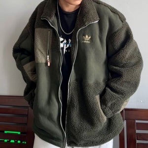 아디다스 오리지널 후리스 셰르파 뽀글이 플리스 자켓 카키그린 남성용 HY7286