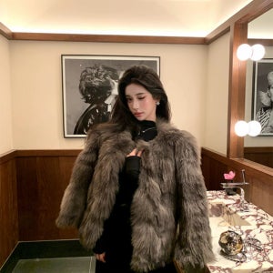 클래식 모조 모피 퍼 코트