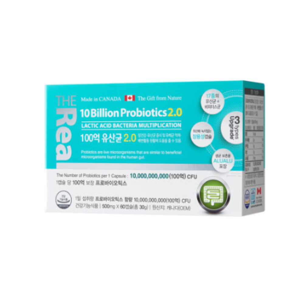더리얼 100억 유산균 2.0 <b>프로바이오틱</b>스 선물 60캡슐