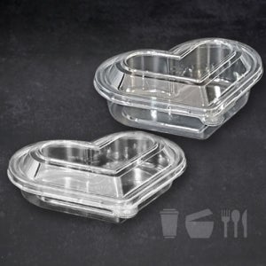 미니하트용기 소,대 500개세트 투명PET 과일 반찬 샐러드용기 143mm TY