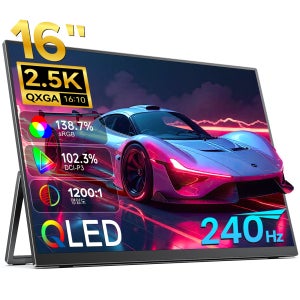 EViCiV 2.5K 게이밍/거래용/산업용 240Hz sRGB 138.7% DCI-P3 102.3% 40.6cm (16인치) 포터블 보조 듀얼모니터암