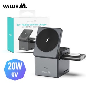 무료각인 판촉물 큐브 맥세이프 3IN1 고속 무선 충전기 그레이 칼라 컬러 인쇄 선물 포장