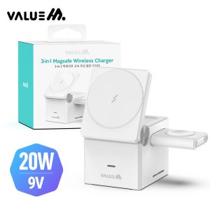 무료각인 판촉물 큐브 맥세이프 3IN1 고속 무선 충전기 화이트 칼라 컬러 인쇄 주문 제작