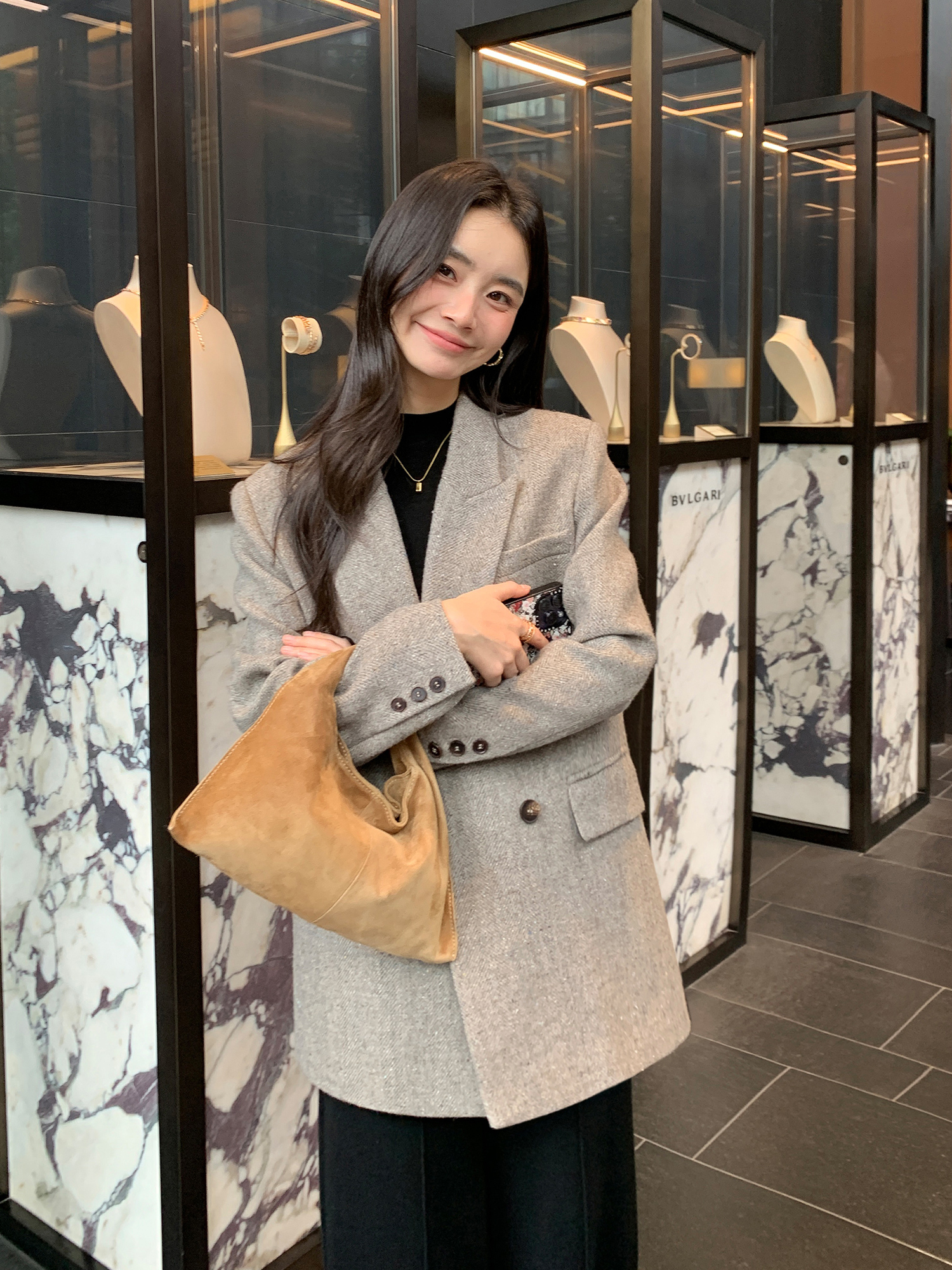 여성 울 헤링본 테일러드 자켓 봄가을 겨울 아우터 데일리