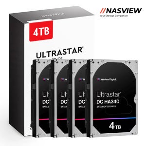 WD Ultrastar HA340 데이터센터 서버 NAS HDD 4팩 256MB, 4TB