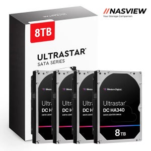 WD Ultrastar HA340 데이터센터 서버 NAS HDD 4팩 256MB, 8TB