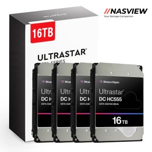 WD Ultrastar HC555 데이터센터 서버 NAS 용 하드디스크 4 PACK 512MB, 16TB