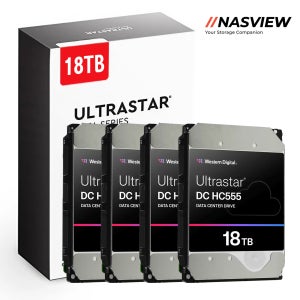 WD Ultrastar HC555 데이터센터 서버 NAS 용 하드디스크 4 PACK 512MB, 18TB