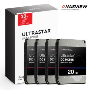 WD Ultrastar HC555 데이터센터 서버 NAS HDD 4팩 512MB, 20TB