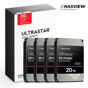 WD Ultrastar HC560 데이터센터 서버 NAS 용 하드디스크 4 PACK 512MB, 20TB