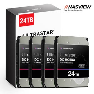 WD Ultrastar HC580 데이터센터 서버 NAS 용 하드디스크 4 PACK 512MB, 24TB