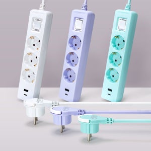 디자인 컬러 접지 고용량 멀티탭 슬림 납작 플러그 C타입 USB 멀티콘센트 3구 1.5m