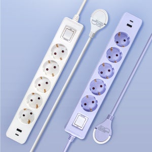 디자인 컬러 접지 고용량 멀티탭 슬림 납작 플러그 C타입 USB 멀티콘센트 5구 1.5m