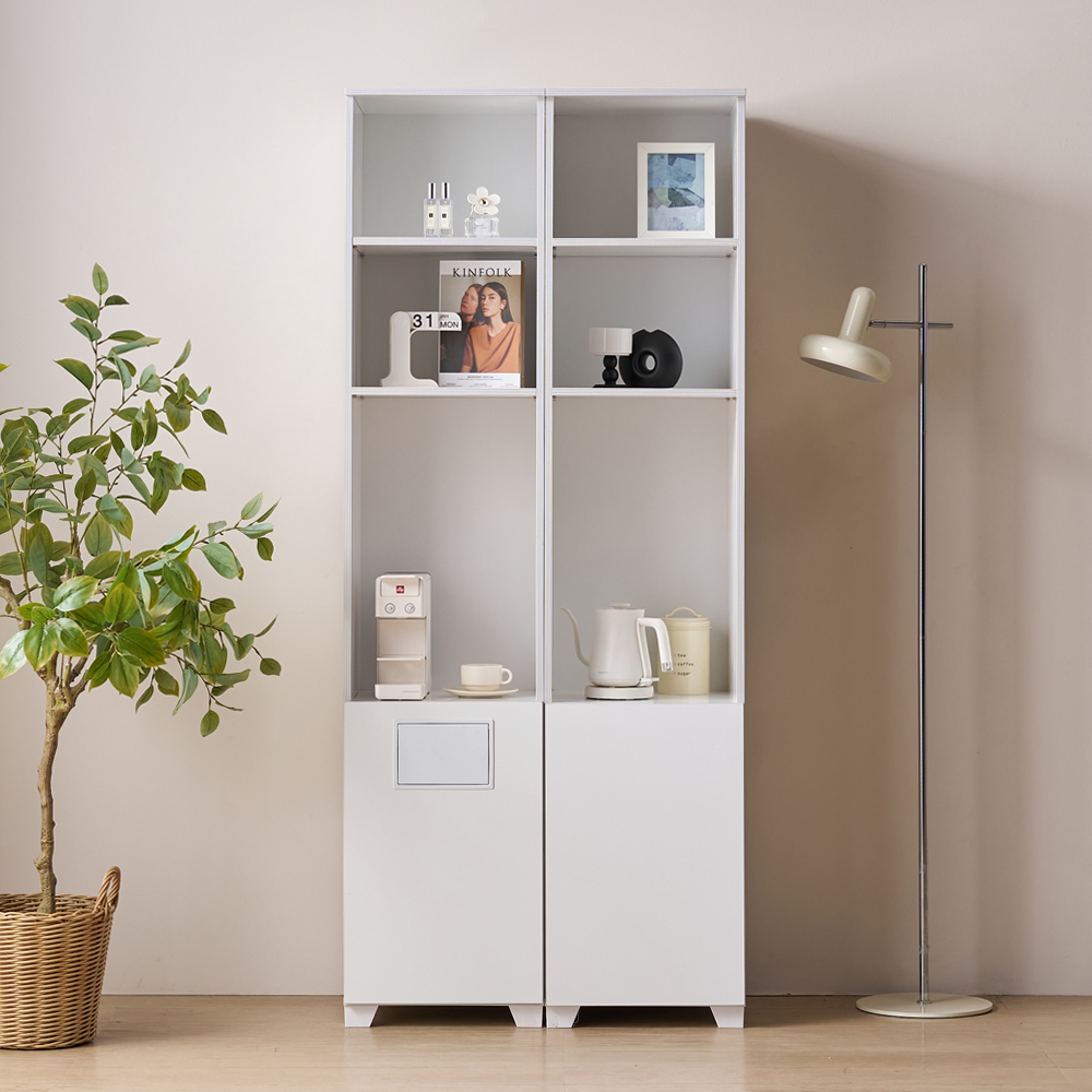 <b>비에스</b>디자인 블랑 틈새 분리수거 수납장 주방 홈카페 폭좁은 선반 베란다 다용도실 휴지통