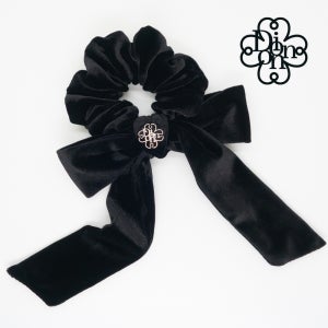 블랙 벨벳 리본 헤어밴드 전통 스크런치