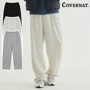 커버낫 바지 와이드 스웻팬츠 세미와이드 스몰로고 기모 겨울바지