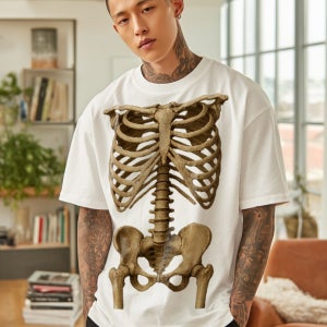 할로윈 스켈레톤 반팔티셔츠 오버핏 약간도톰한 18수 190gsm