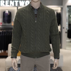 코오롱 브렌우드 가디건 울100 집업 니트가디건 남자 카키